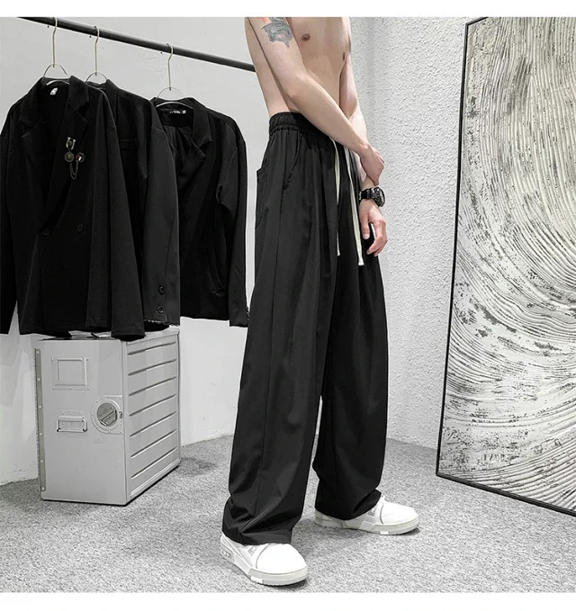 Men's Summer Ice Silk Casual Pants (Plus Size, Drawstring, Loose, High Street Style) Detail