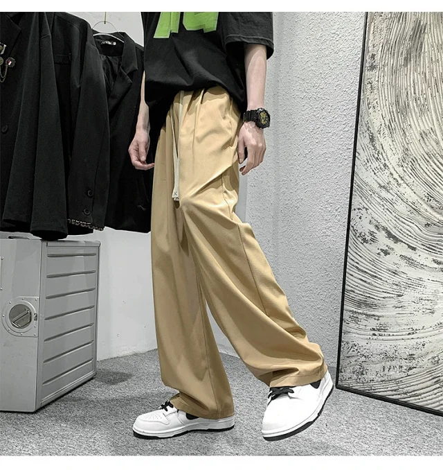 Men's Summer Ice Silk Casual Pants (Plus Size, Drawstring, Loose, High Street Style) Detail