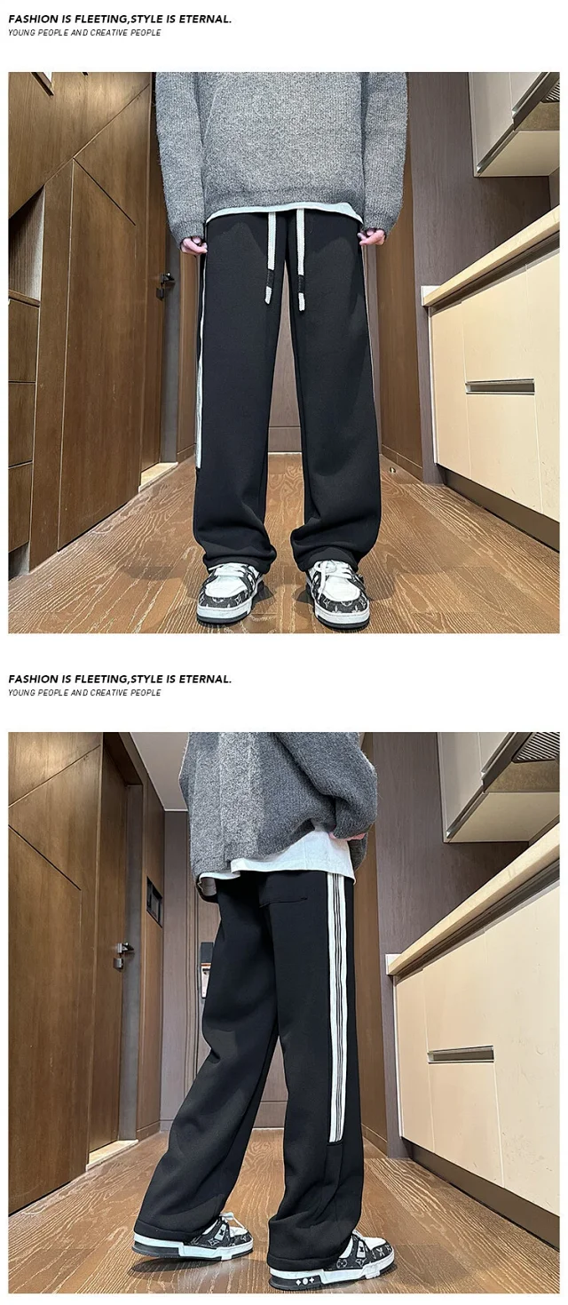 Men's 2025 Winter Fleece Wide Leg Straight Sweatpants Detail