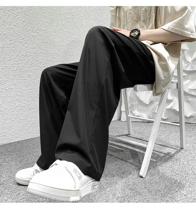 Men's Summer Ice Silk Casual Pants (Plus Size, Drawstring, Loose, High Street Style) Detail