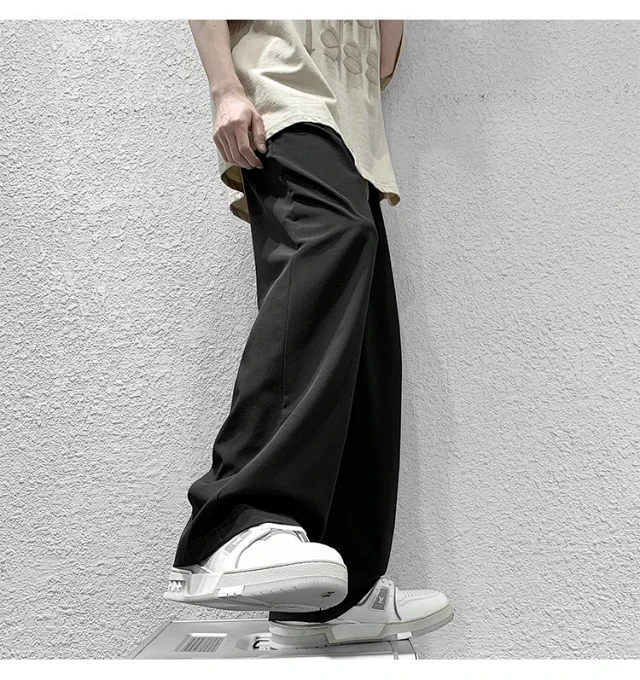 Men's Summer Ice Silk Casual Pants (Plus Size, Drawstring, Loose, High Street Style) Detail