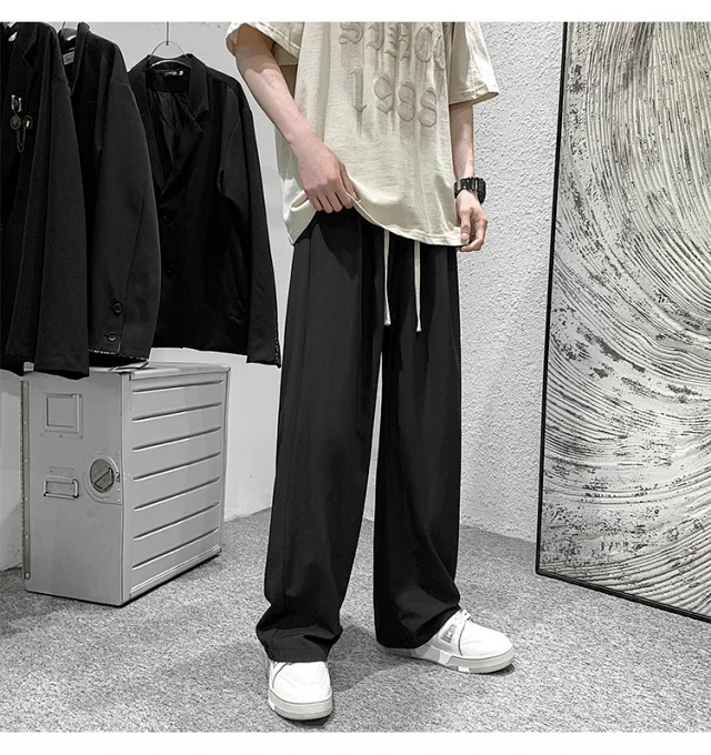 Men's Summer Ice Silk Casual Pants (Plus Size, Drawstring, Loose, High Street Style) Detail