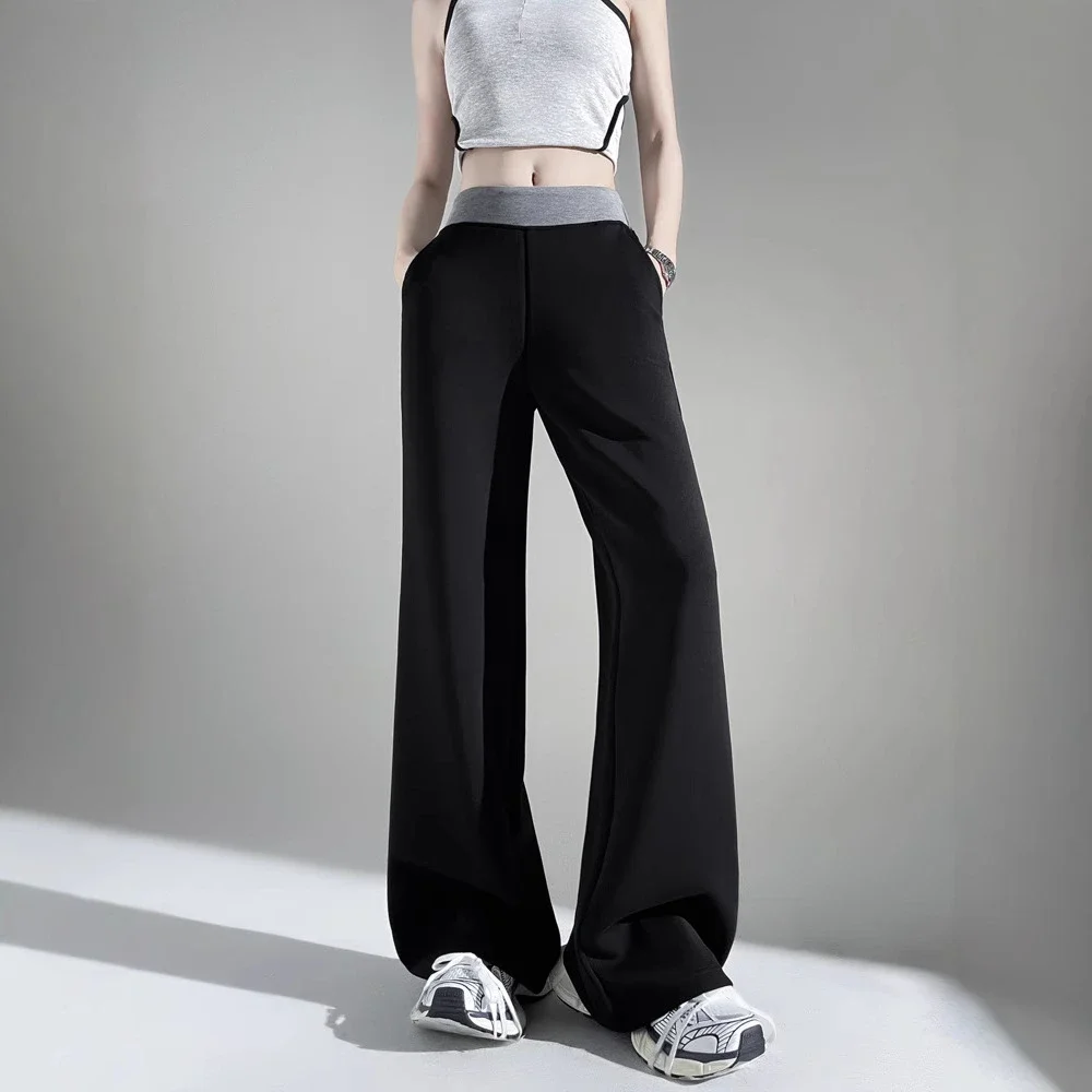 2025 Fall Cuprammonium Modal Air Layer Black Wide - leg Pants