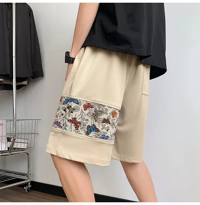 Chinese-style Embroidered Men's Sport Shorts Detail
