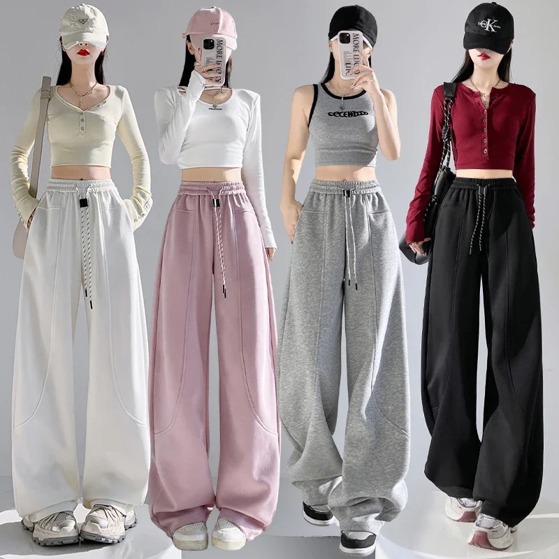 2025 Fall New White Banana Wide - Leg Pants