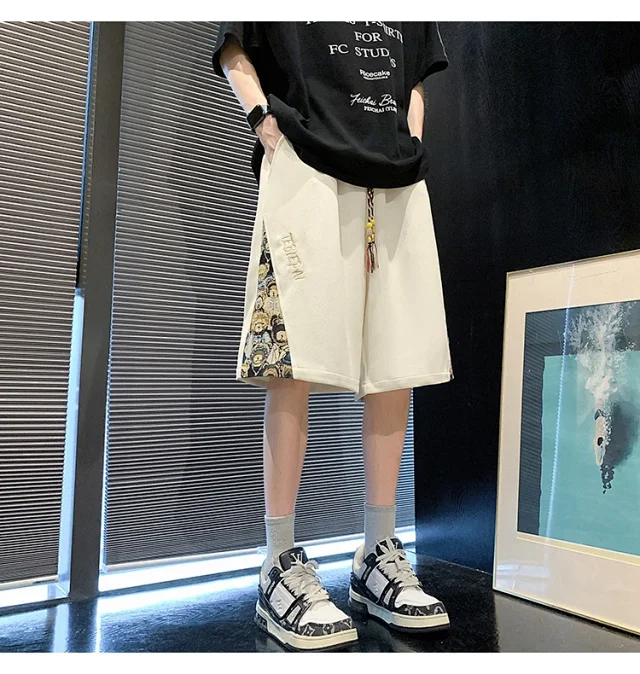 Men's 2025 Summer Embroidered Shorts with Cartoon Bear Detail