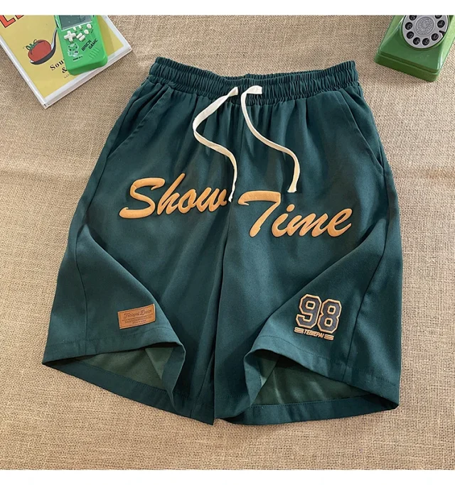 Men's Summer Foam-Printed Leather Tag Shorts Detail