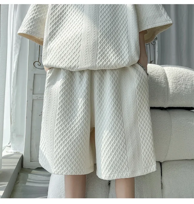Men's Loose Jacquard T-shirt & Shorts Set Detail