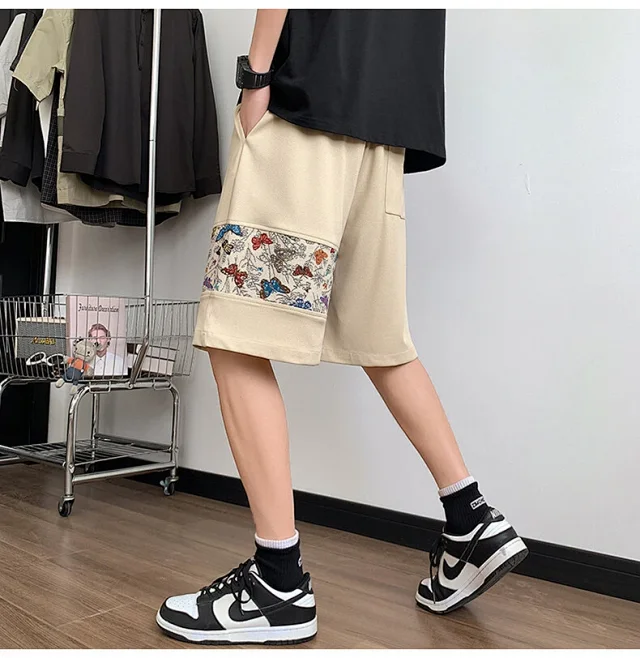 Chinese-style Embroidered Men's Sport Shorts Detail