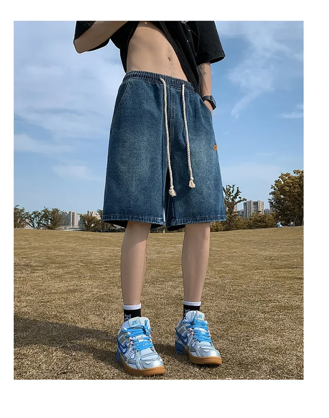 Men's Summer Breathable Cotton Denim Shorts Detail