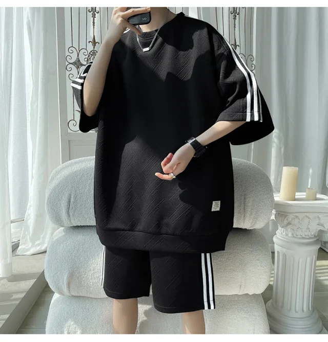Men's Summer Loose Jacquard Tracksuit Detail