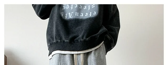 Men's Spring Vintage Khaki Oversize Sweatpants Detail