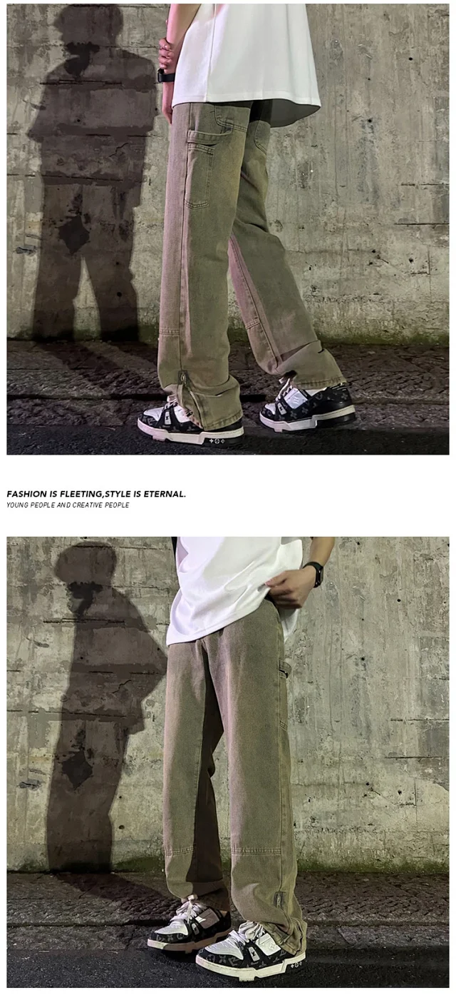 Men's Vintage Mud-Dyed Denim Pants Detail