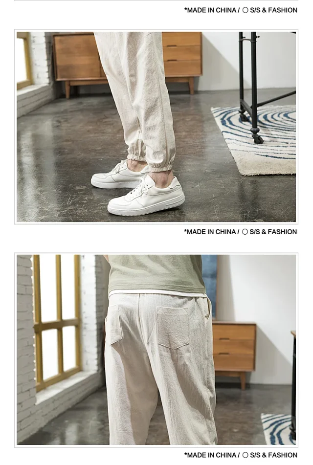 Wind Linen Loose Men's Harem Pants Detail