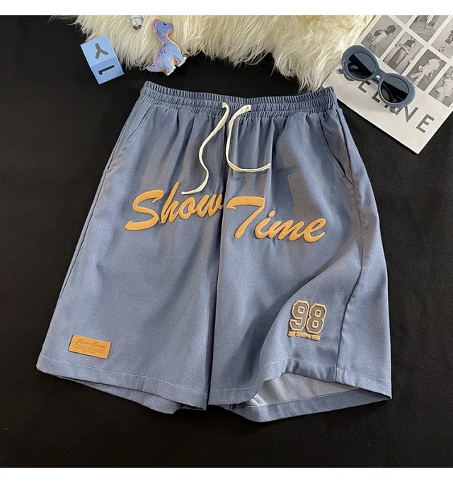 Men's Summer Foam-Printed Leather Tag Shorts Detail