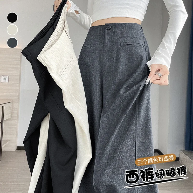 Women's Grey Wide - leg Suit Pants 2025