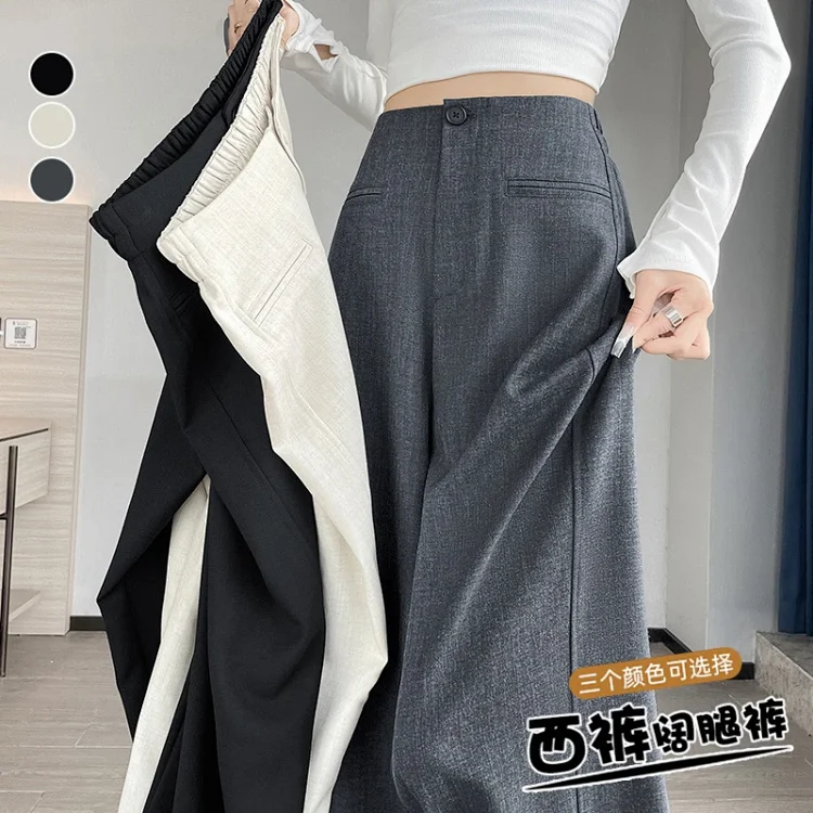 Women's Grey Wide - leg Suit Pants 2025