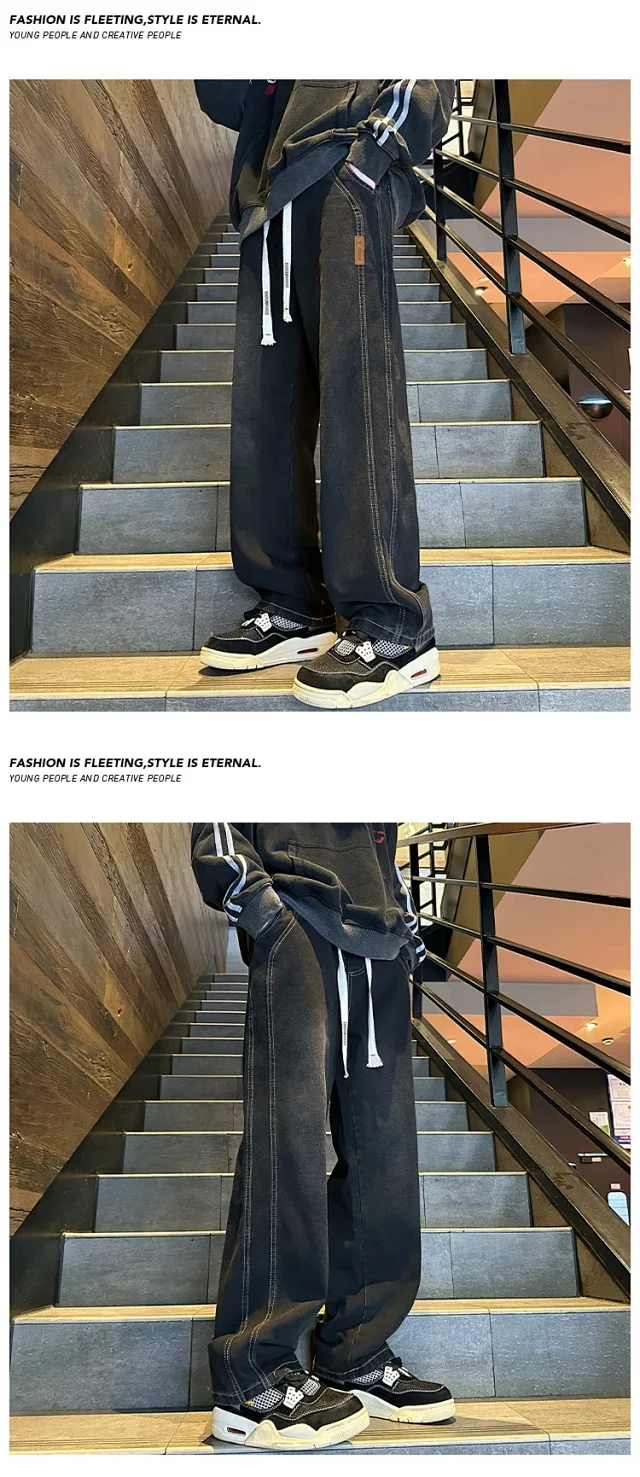 Men's Retro Wide - leg Cargo Jeans Detail