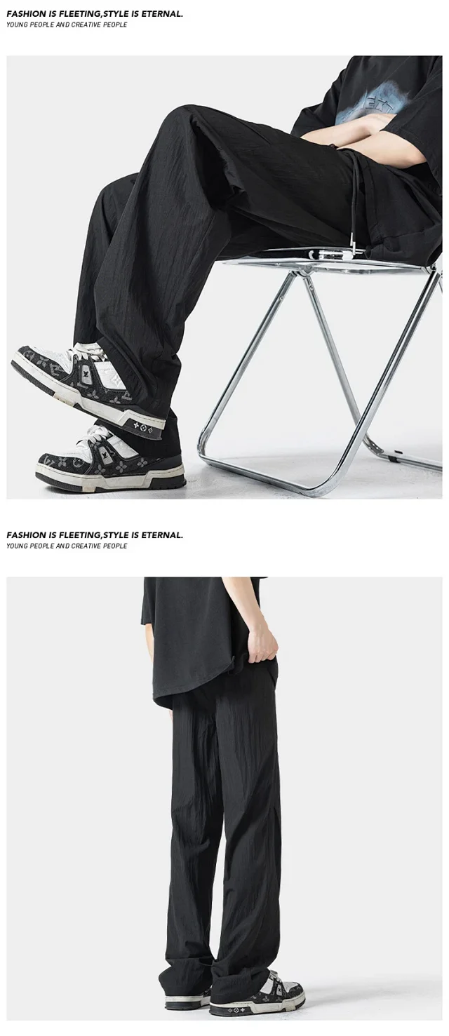 Men's Summer Plain Elastic Ice Silk Pants Detail