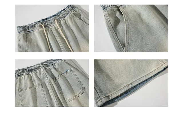 Men's Summer Breathable Cotton Denim Shorts Detail