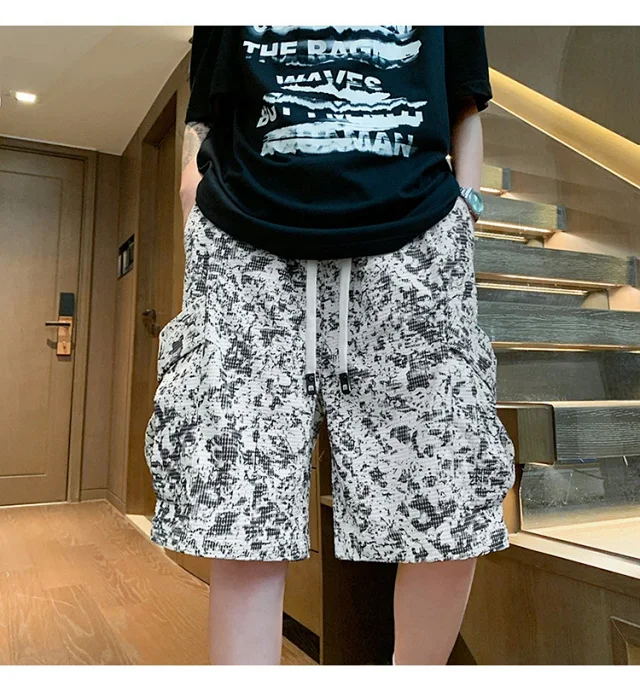 Men's Trendy Brand Black Shorts with Big Pockets Detail