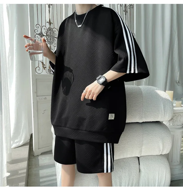 Men's Summer Loose Jacquard Tracksuit Detail
