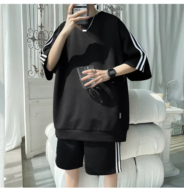 Men's Summer Loose Jacquard Tracksuit Detail