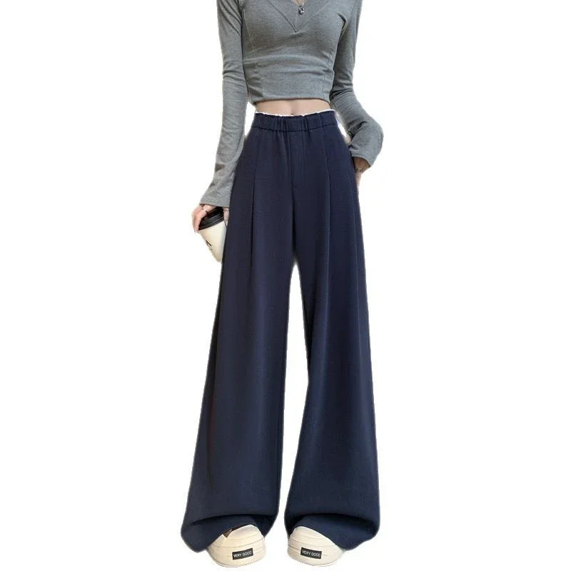 Navy Wide-Leg Pants for Women