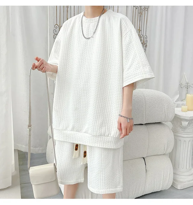 Men's Summer Loose Jacquard 2-Piece Set Detail