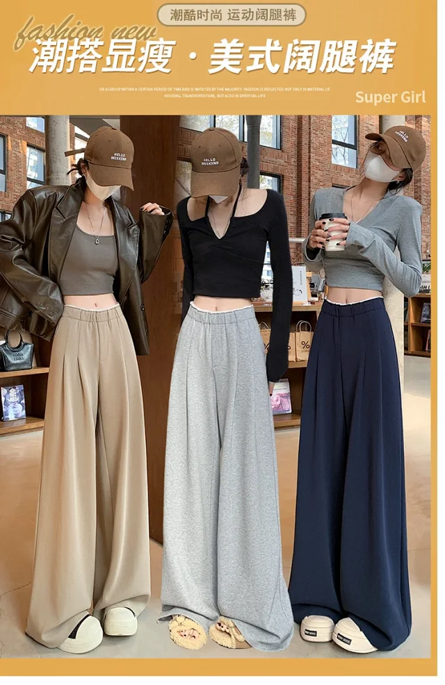 Navy Wide-Leg Pants for Women Detail