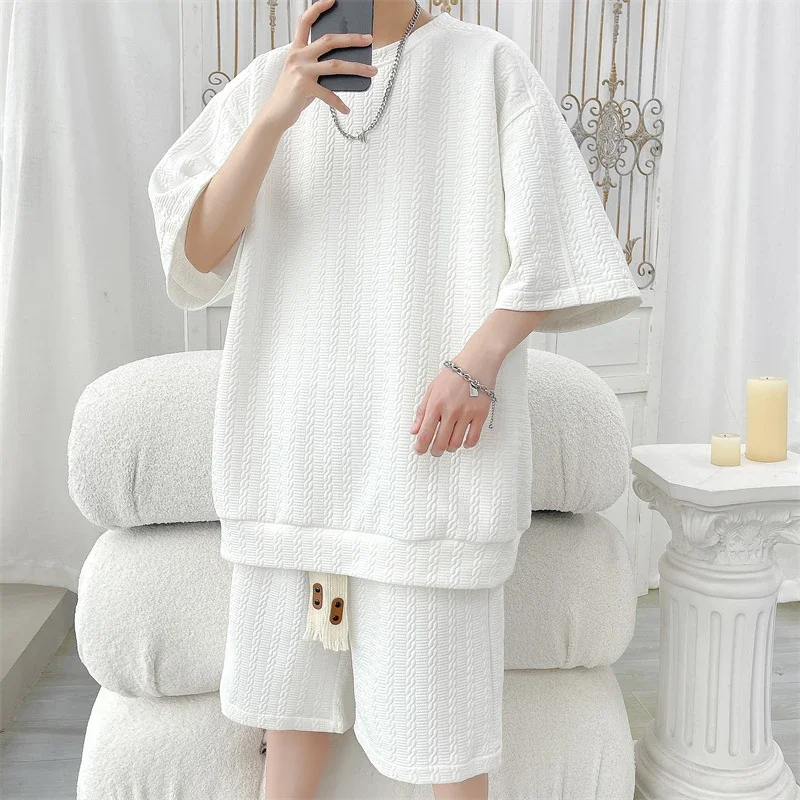 Men's Summer Loose Jacquard T-shirt & Shorts Set