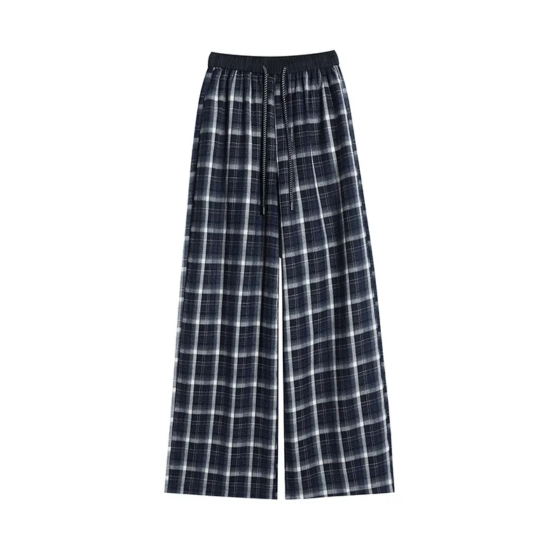 Women's Vintage Plaid Loose High-Waist Pants