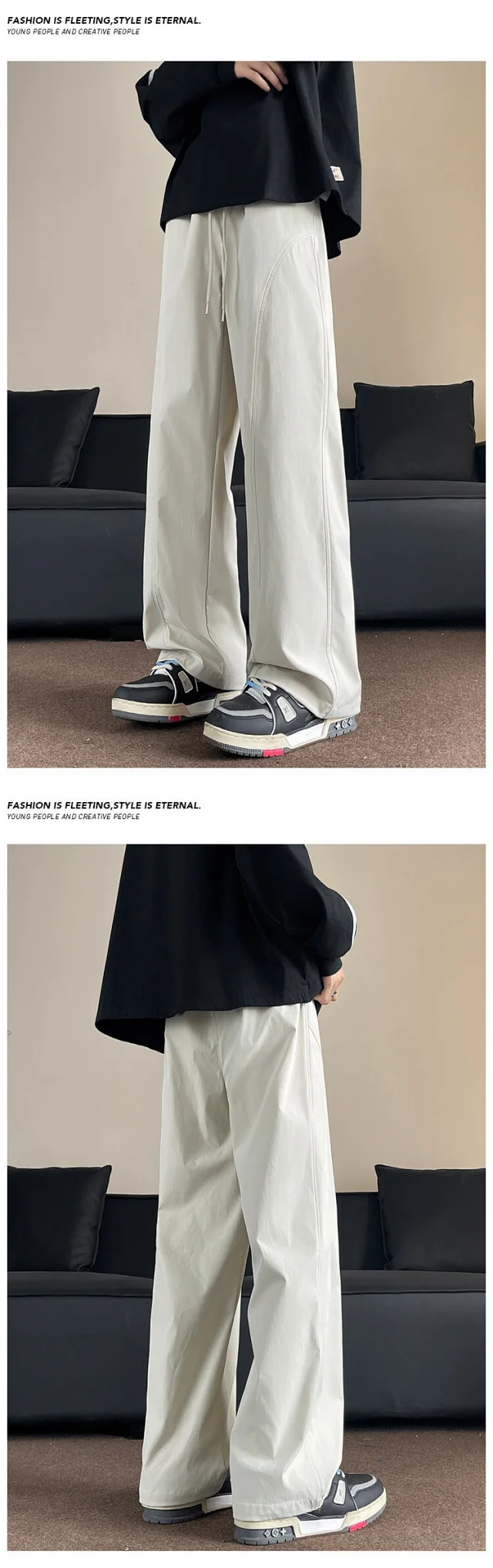 Men's Winter Fleece Oversize Wide-leg Pants Detail