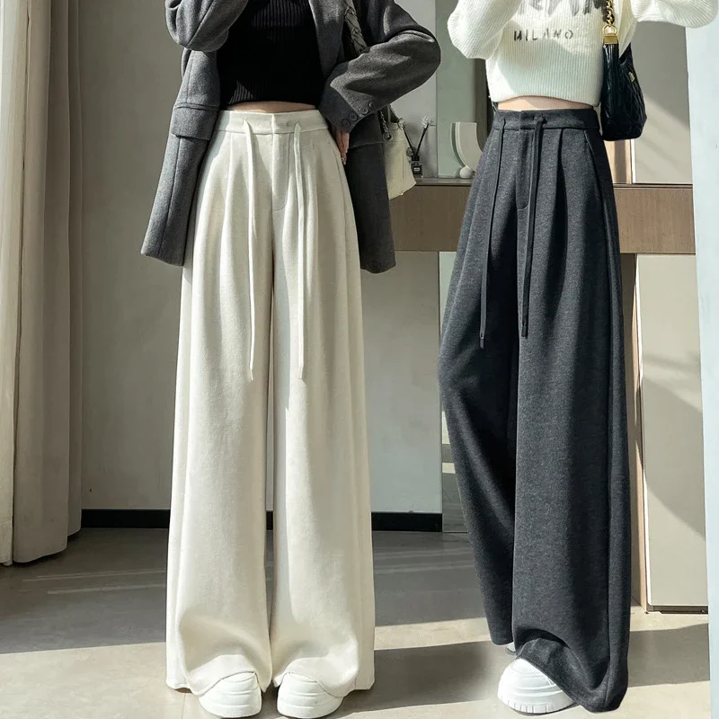2025 Fall/Winter Women's Glutinous Rice Cashmere WideLeg Pants