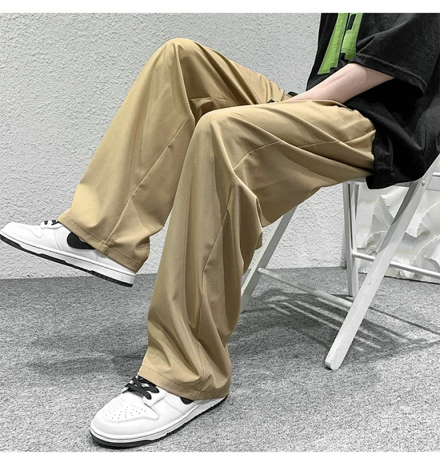 Men's Summer Ice Silk Casual Pants (Plus Size, Drawstring, Loose, High Street Style) Detail