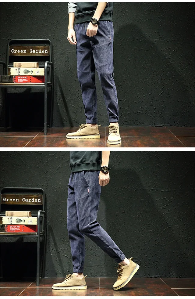 Men's Corduroy Joggers with Fleece Detail
