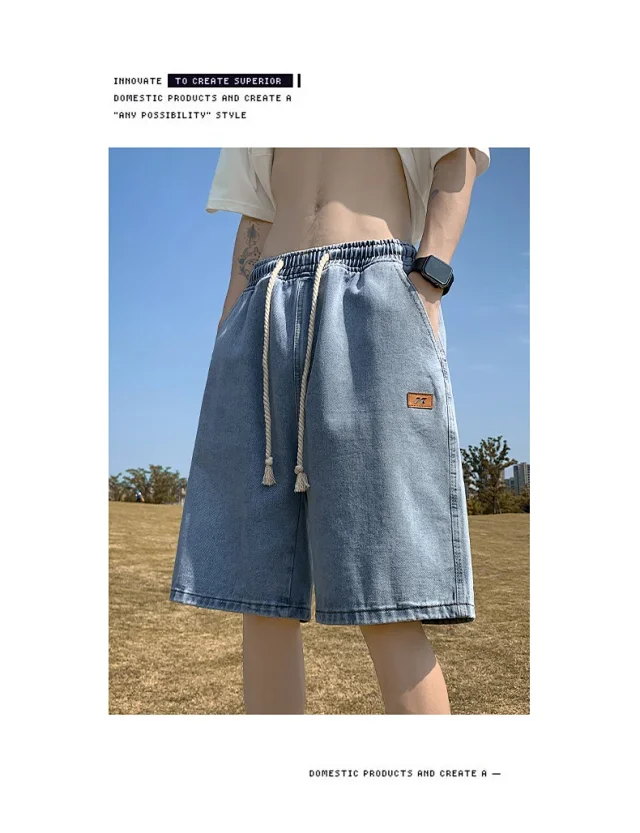 Men's Summer Breathable Cotton Denim Shorts Detail