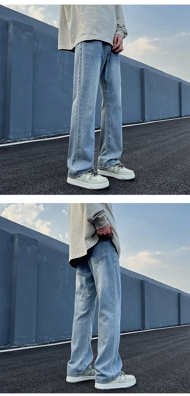 Men's Spring Vintage Straight Cargo Jeans Detail