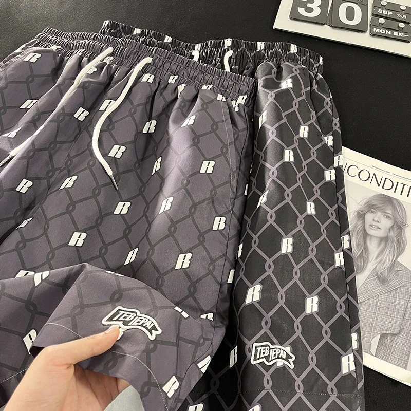 Men's Summer Plaid Patchwork Beach Shorts