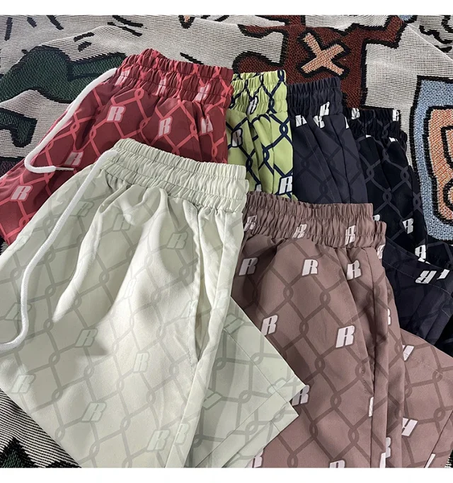 Men's Summer Plaid Patchwork Beach Shorts Detail