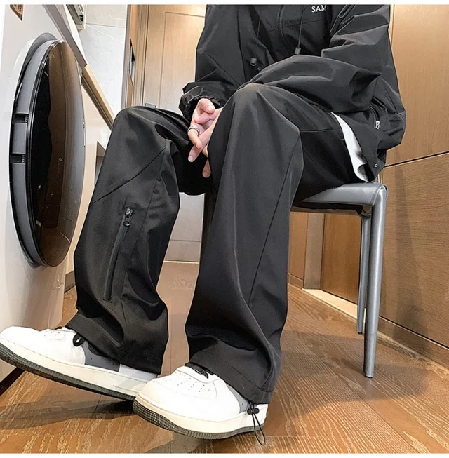 Men's Spring Hiphop Straight Cargo Pants Detail