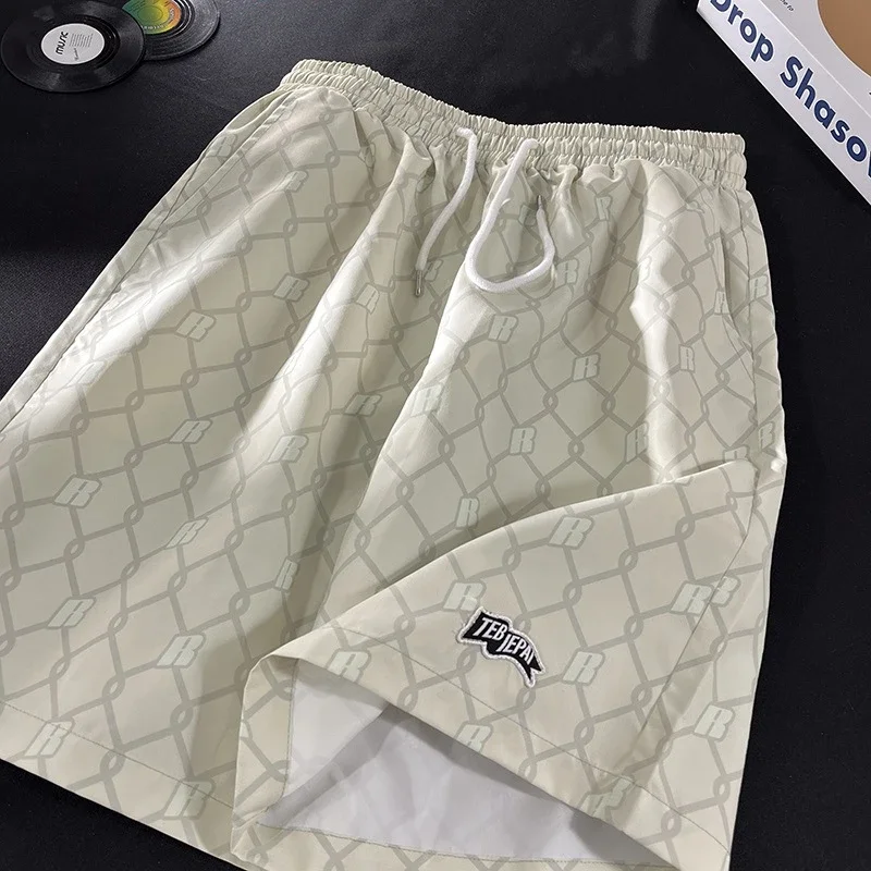 Men's Summer Plaid Patchwork Beach Shorts