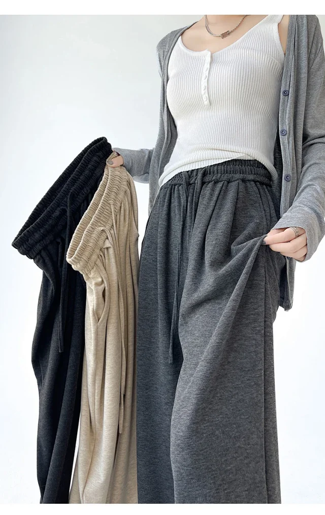 Sheep Cashmere Loose Wide-leg Pants Detail