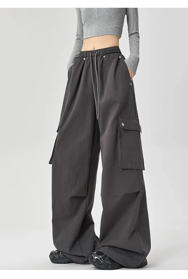 2025 Fall Women's American Streetwear Straight Cargo Pants Detail
