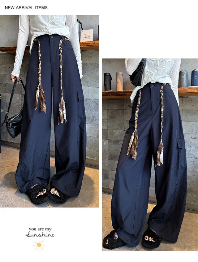 2025 Women's High-Waist Baggy Wide-Leg Cargo Pants Detail