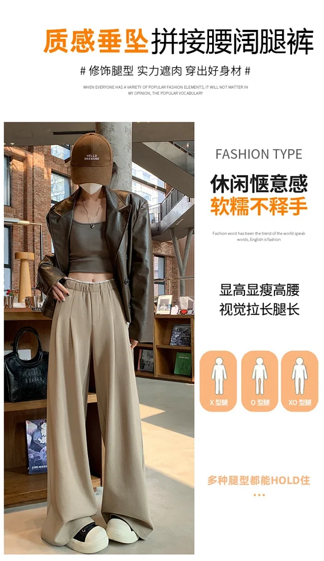 Navy Wide-Leg Pants for Women Detail