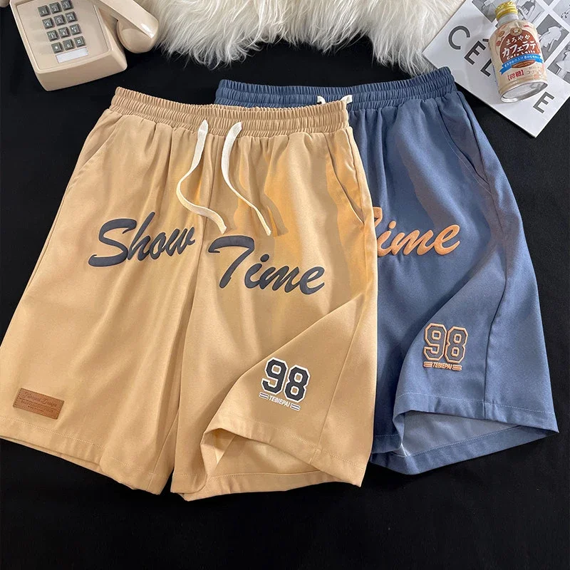 Men's Summer Foam-Printed Leather Tag Shorts