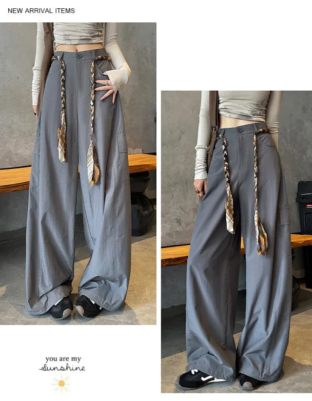2025 Women's High-Waist Baggy Wide-Leg Cargo Pants Detail