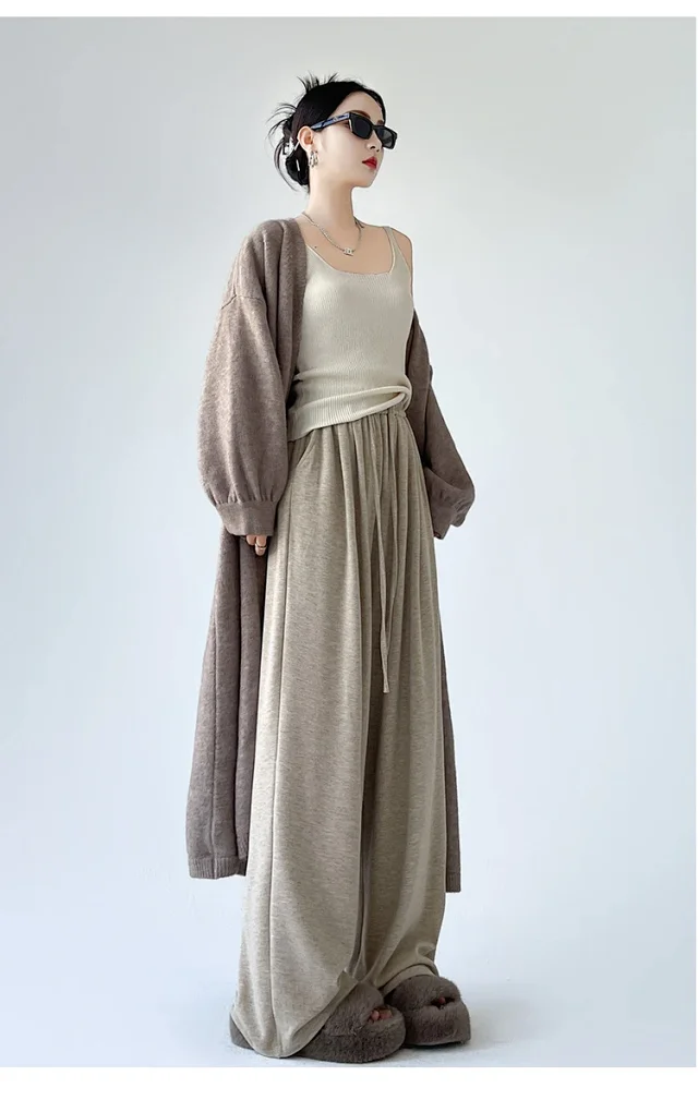 Sheep Cashmere Loose Wide-leg Pants Detail