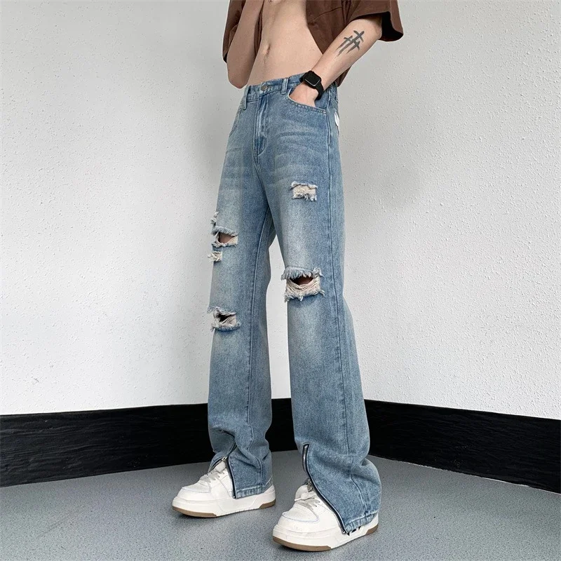 Men's Summer Thin Washed Ripped Jeans